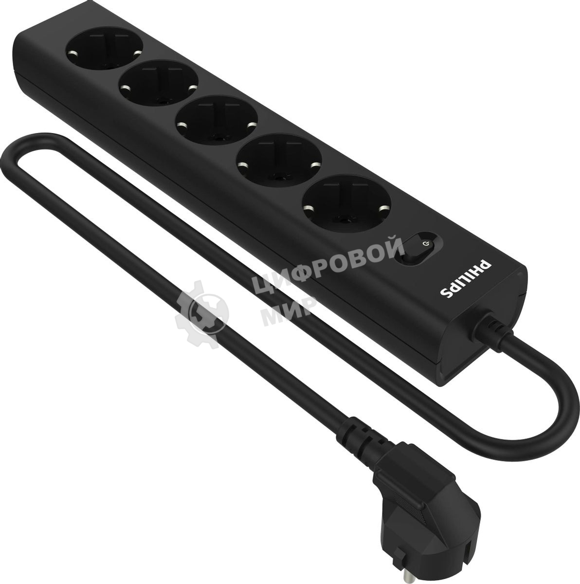 Сетевой фильтр Philips CHP2155BA/51, 2 м, 5 розеток, черный