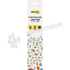 Карандаши цветные Silwerhof Eco 2.6 мм, шестигранный профиль, пластик, ассорти, 6 цветов, коробка с европодвесом