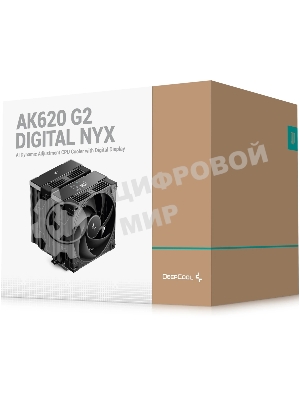 Кулер для процессора DEEPCOOL AK620 G2 DIGITAL NYX LGA1851/1700/1200/115X/AM5/AM4 (8шт/кор, TDP 260W, PWM, DUAL Fan 120мм, 6 тепл. трубок, Copper Base, черный) RET (R-AK620G2-BKNNMN-GJD-1)