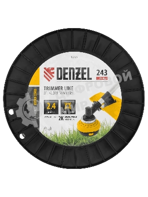 Леска для триммера Denzel двухкомпонентная витой квадрат, 2,4мм х 243м, на DIN катушке EXTRA CORD