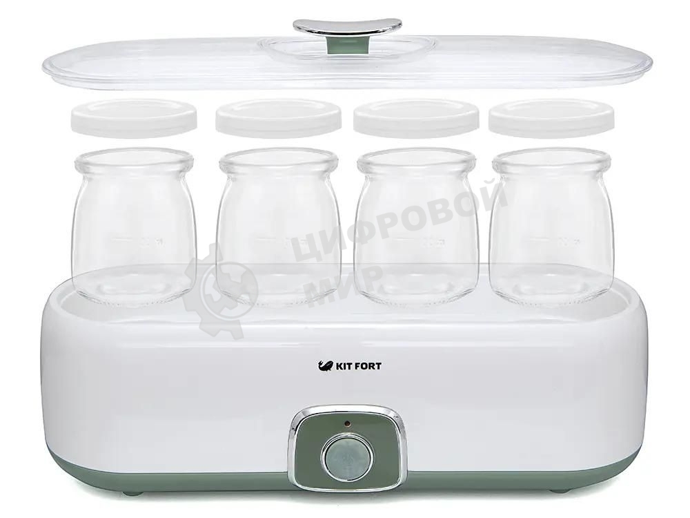 Йогуртница Kitfort KT-2006 20Вт 4б. 180 мл белый/зеленый