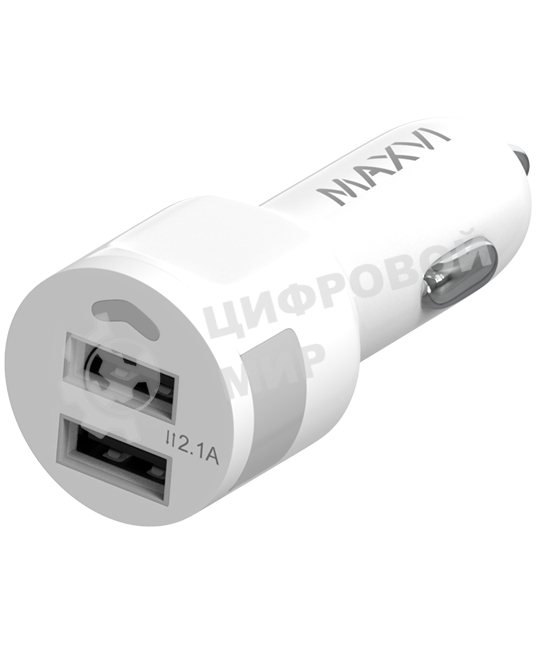 Автомобильное зарядное устройство Maxvi CCM-212 Plus T белый 2.1A