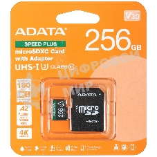 Флеш карта microSD ADATA 256Gb microSDXC Class 10 UHS-I U3 V30 A2 180/160 MB/s (SD адаптер)