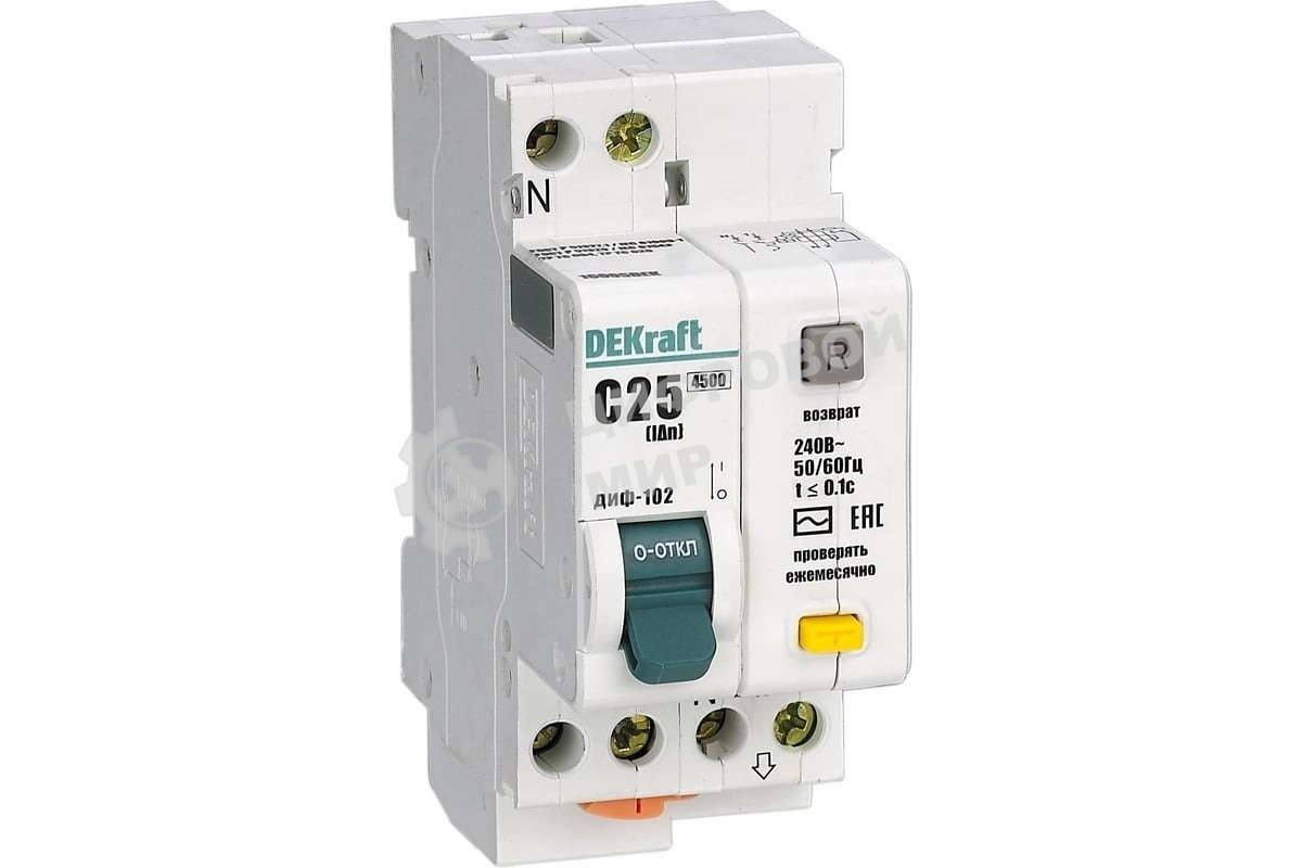 Выключатель автоматический дифференциального тока 1Р+N 32А 30мА тип AC х-ка С ДИФ-102 4,5кА Диф. автомат 1Р+N 32А 30мА тип AC х-ка С ДИФ-102 4,5кА