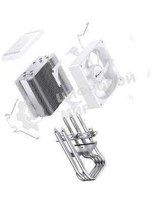 Кулер для процессора JONSBO CR-1400 EVO ARGb (180W, 4-pin PWM, 130мм, Al/Cu, 4x6мм, ARGb, 1x92мм, 38.2CFM, 33.8dBA, 2200RPM, S: 1700/1200/115X, AM4/AM5 белый)
