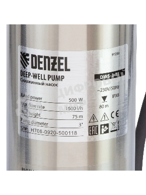 Скважинный насос Denzel DWS-3-75 винтовой, диаметр 3