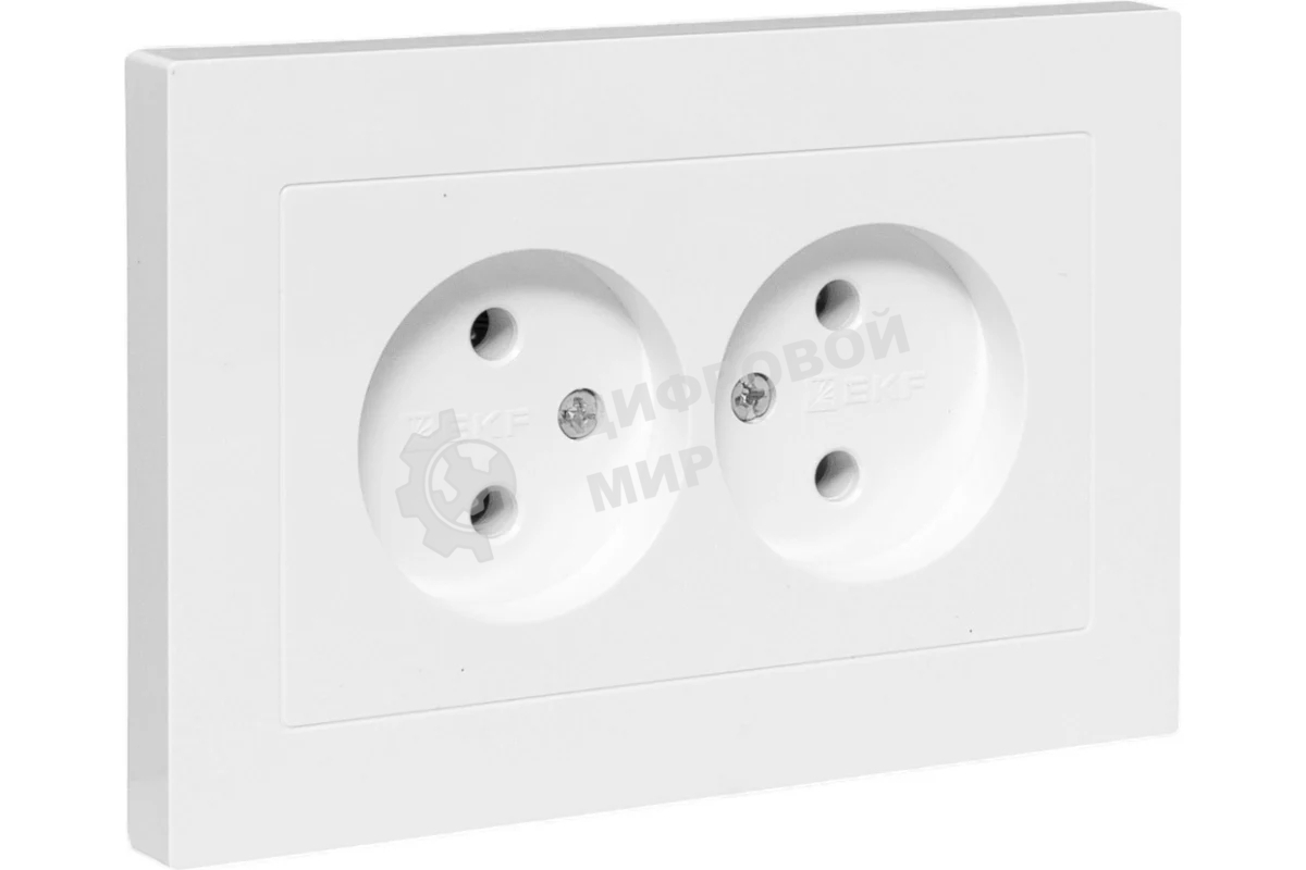 Розетка 2-м EKF UP1-SOW-200 СП Эпика 16А без заземл. без защ. шторок с рамкой механизм бел.