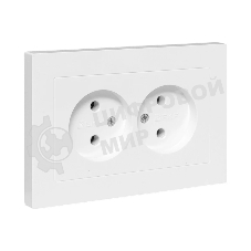 Розетка 2-м EKF UP1-SOW-200 СП Эпика 16А без заземл. без защ. шторок с рамкой механизм бел.