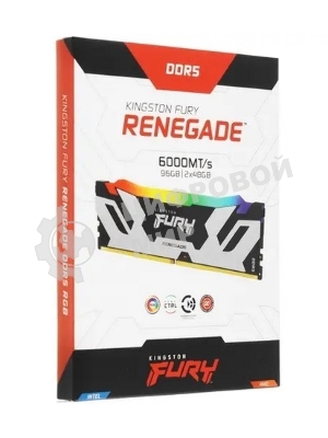 Оперативная память Kingston Fury Renegade, DDR5, 96Gb (2x48GB), 6000MHz, CL32, DIMM, с радиаторами, cеребристый/черный