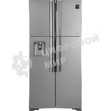 Холодильник Hitachi R-W660PUC7X GS серебристый стекло двухкамерный 396/144л морозилка сверху, No Frost, Side by Side