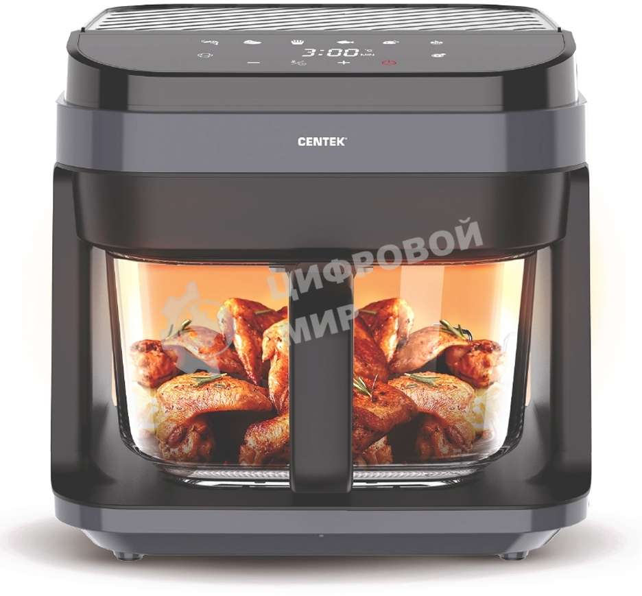 Аэрогриль Centek CT-3101 черный, 1350 Вт, 5.5 л, сенсор, 7 программ