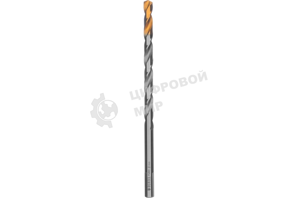 Сверло спиральное по металлу Denzel 8 х 165 мм, Р6М5, Golden Tip, удлиненное