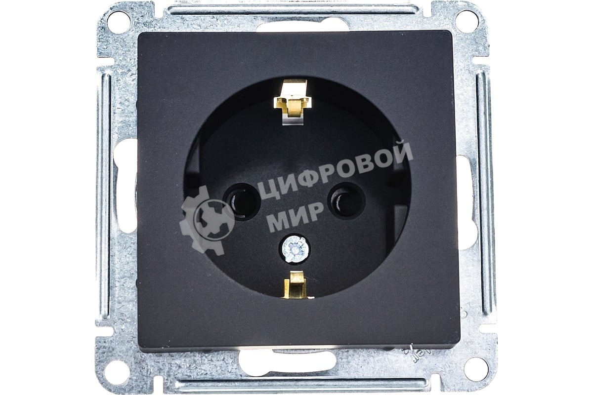 Механизм розетки 1-м СП AtlasDesign с заземл. защ. шторки 16А карбон SchE ATN001045