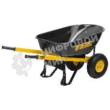 Тачка строительная Denzel усиленная, объем 140 л, 250 кг, двухколесная, колесо 15х6.00-6