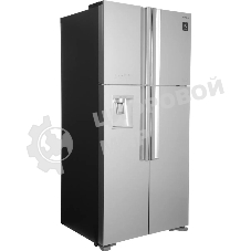 Холодильник Hitachi R-W660PUC7X GS серебристый стекло двухкамерный 396/144л морозилка сверху, No Frost, Side by Side