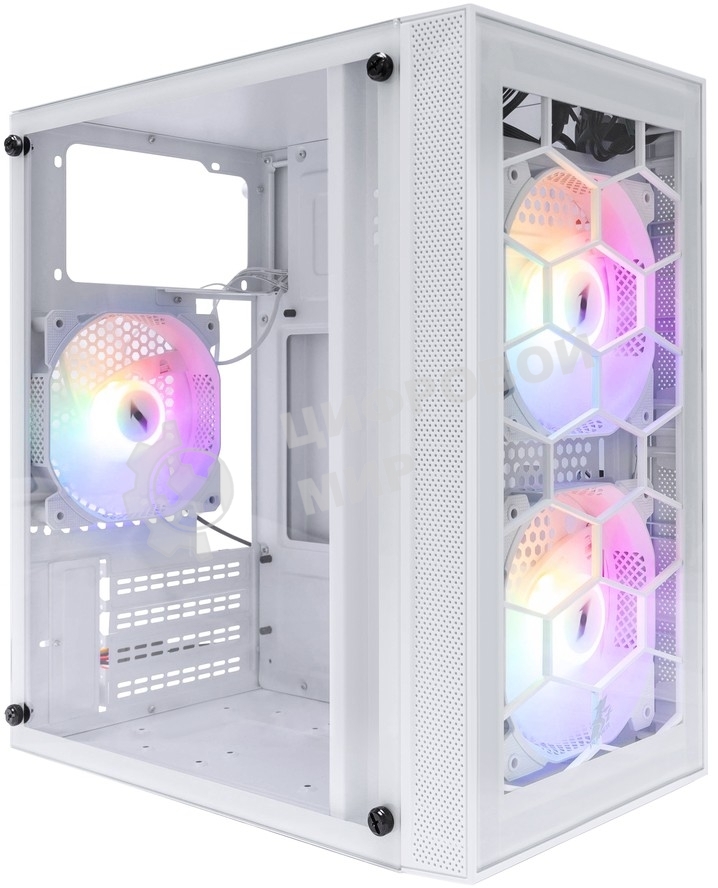 Компьютерный корпус 1STPLAYER FIREBASE X1 белый, mATX, 3x120мм LED fans