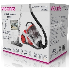 Пылесос Viconte VC-397 белый/красный, 600/3000 Вт, уборка сухая, пылесборник контейнер 2.2 л