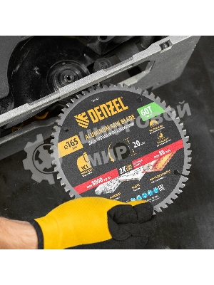 Пильный диск по алюминию Denzel ф165 х 20 мм, 60 зубьев