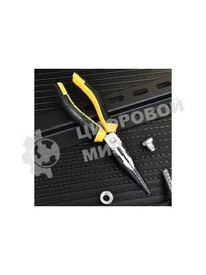 Удлиненные плоскогубцы Deli DL0102 200 мм, двухкомпонентная прорезиненная рукоять