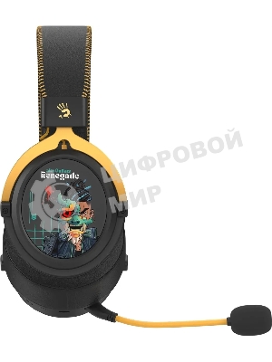 Гарнитура Bloody MR595 Renegade чёрный, беспроводная + проводная, Bluetooth/радиоканал/USB-C, до 135 ч, подсветка, съёмный микрофон