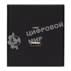 Розетка Kranz STRONG USB-A+Type-C 3А с функцией быстрой зарядки антрацит