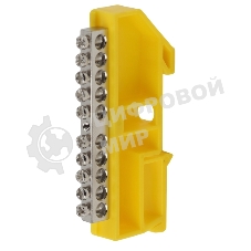Шина ЭРА NO-222-92-1 PE земля на DIN-изоляторе ШНИ-6х9-10 никелированная Д-желтый