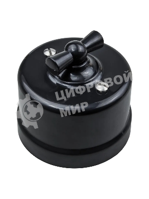 Выключатель поворотный Bironi B1-202-23 2-кл. ОП Лизетта 10А IP20 ретро 4 полож. ABS-пластик черный