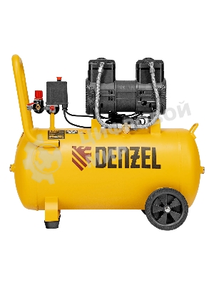Компрессор безмасляный малошумный Denzel DLP-1500/50, 1,5 кВт, 50 л, 2850 об/мин, 250 л/мин