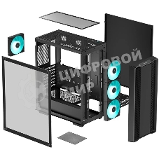 Корпус ATX Deepcool CC560 V2 черный, без БП, боковая панель из закаленного стекла, USB 3.0, USB 2.0, audio