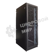 Шкаф серверный напольный 48U (600 1000) дверь перфорированная, задние двойные перфорированные, черный