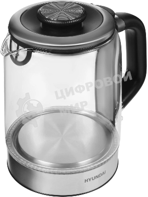 Чайник электрический Hyundai HYK-G5501 1.7 л, 2200 Вт, серебристый/черный