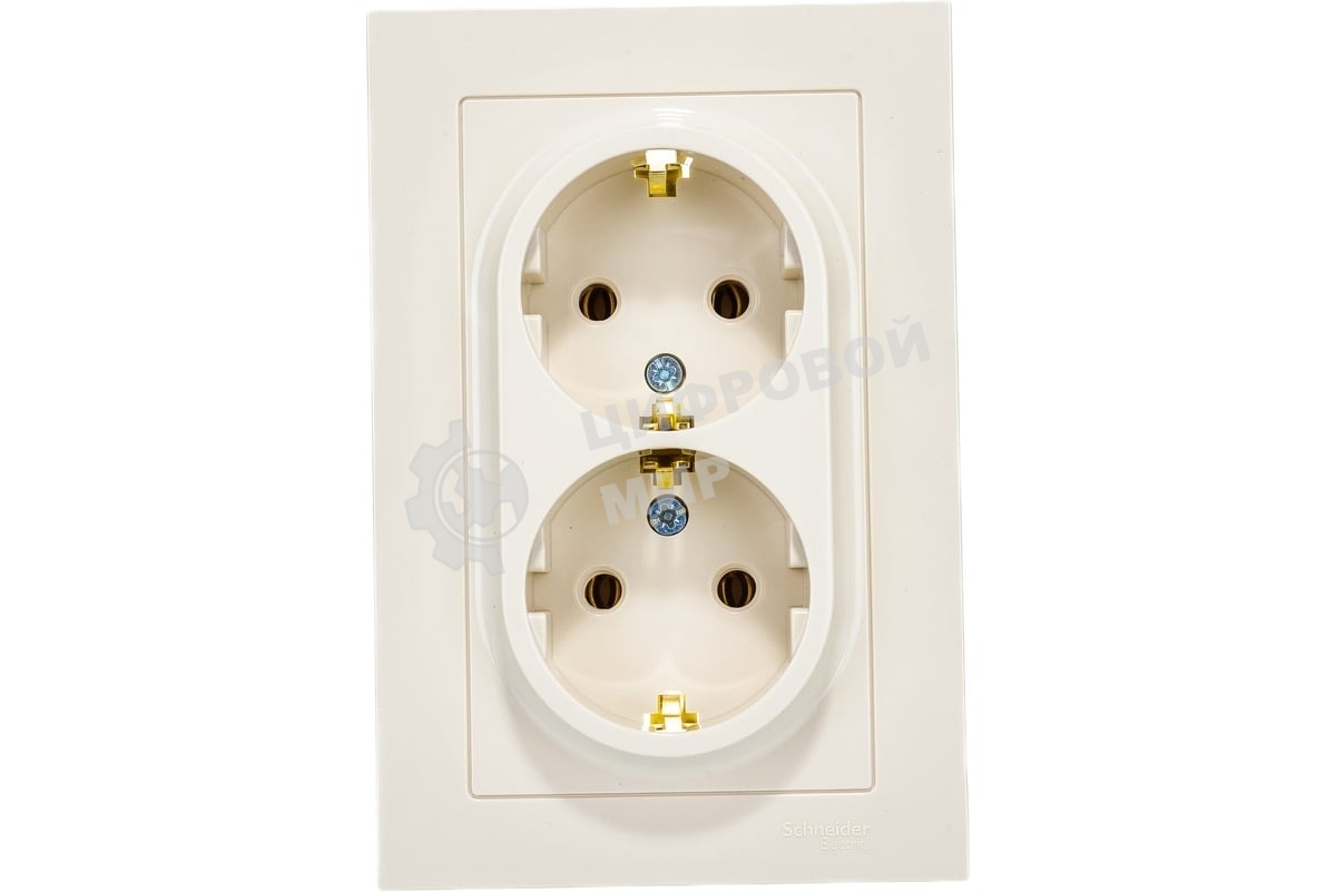Розетка 2-м AtlasDesign с заземл. 16А в сборе беж. SchE ATN000224