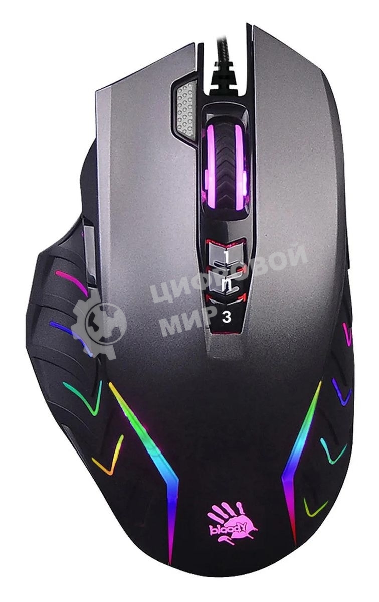 Мышь проводная A4Tech Bloody J95s серый, 8000 dpi, USB, кнопки - 9