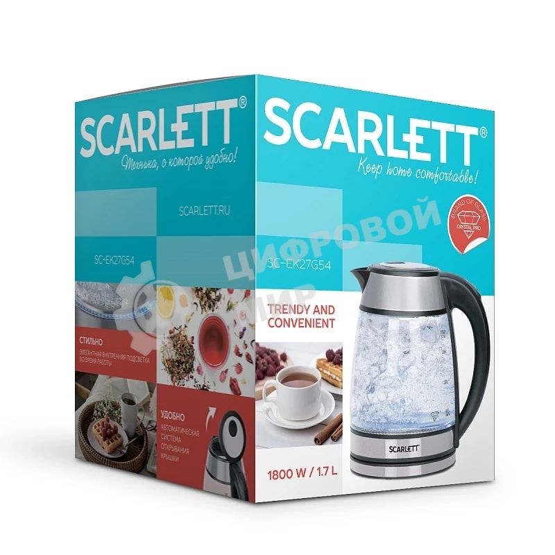 Чайник электрический Scarlett SC-EK27G54 серебристый