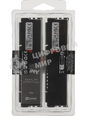 Оперативная память Kingston Fury Beast, DDR5, 32Gb (2x16Gb), 6000MHz, CL36, DIMM, с радиатором, черный