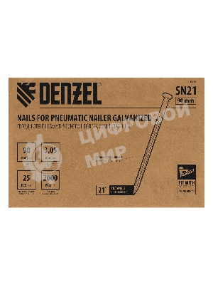 Гвозди Denzel для пнев. нейлера (оцинк.) длина - 90 мм, диам. - 3,05 мм, 2000 шт.