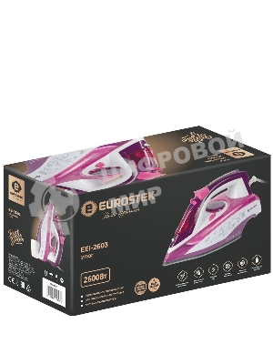 Утюг Eurostek EEI-2603 белый/розовый, 2600 Вт, 45 г/мин, 140 г/мин, 350 мл