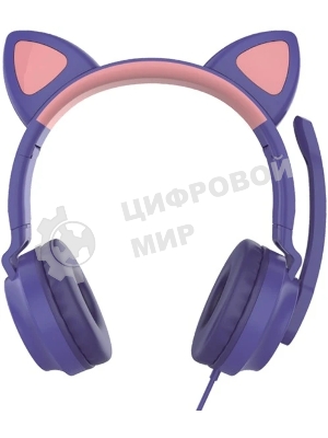 Гарнитура QUMO Game Cat фиолетовый, проводная, USB, подсветка