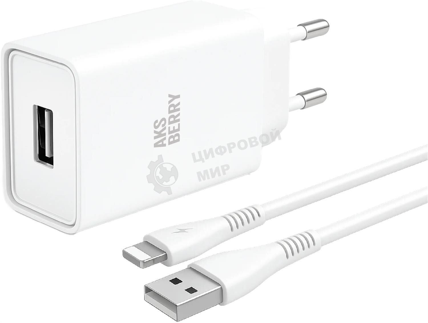 Зарядное устройство Aksberry T40 1USB 24A + Lightning (белый)