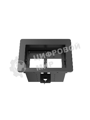 Прямоугольный металлический корпус Wize Pro WRTS-06BOX-B для модульной системы врезного лючка в стол с убирающейся крышкой для установки до 6 модулей-вставок, преустановленная рамка, черный