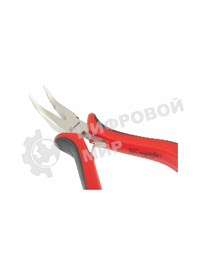 Длинногубцы Matrix Mini, 130 мм, никелированные, изогнутые, авторазжим, двухкомпонентные рукоятки