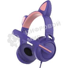 Гарнитура QUMO Game Cat фиолетовый, проводная, USB, подсветка