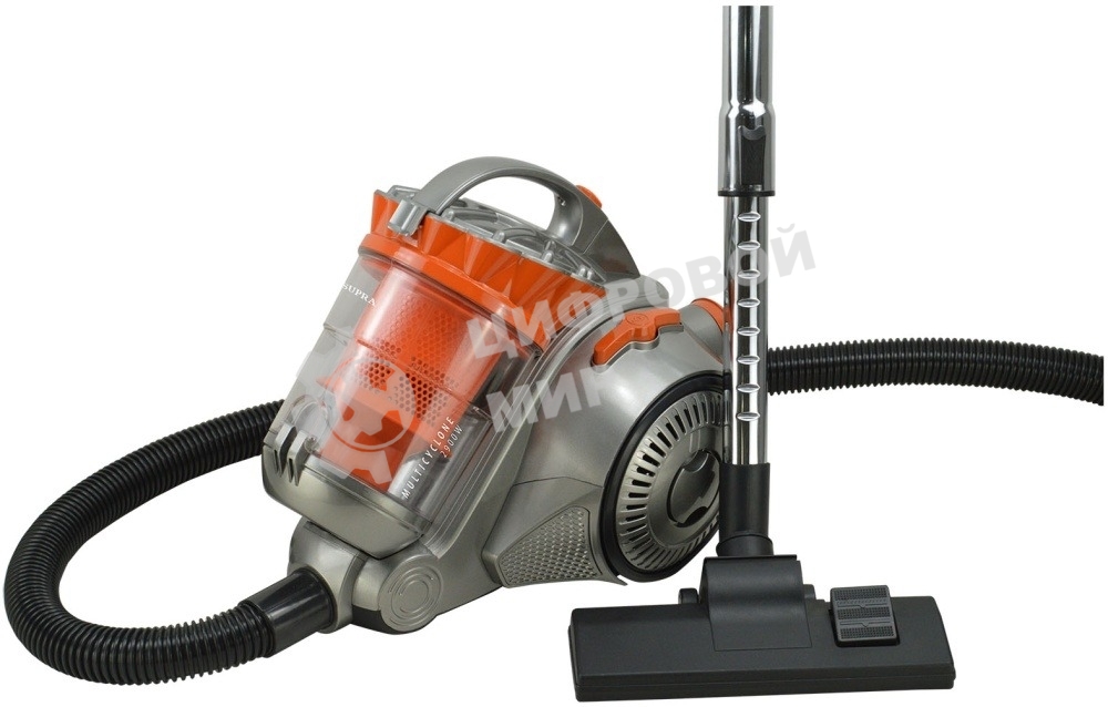 Пылесос Supra VCS-2424 серый/оранжевый, 420/2900 Вт, уборка сухая, пылесборник контейнер 3 л