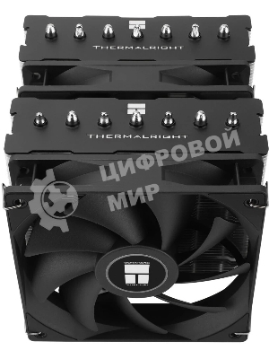 Кулер для процессора Thermalright Phantom Spirit 120 SE черный (4-pin PWM, 154mm, Ni/Cu, 7x6mm, 2x120мм, 66.17CFM, 25.6dBA, 1500RPM, S: 1200, 1700, 1851, 115X, AM4, AM5, silver, black)