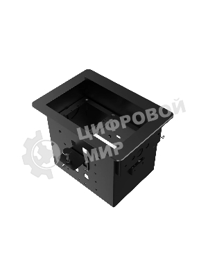 Прямоугольный металлический корпус Wize Pro WRTS-06BOX-B для модульной системы врезного лючка в стол с убирающейся крышкой для установки до 6 модулей-вставок, преустановленная рамка, черный