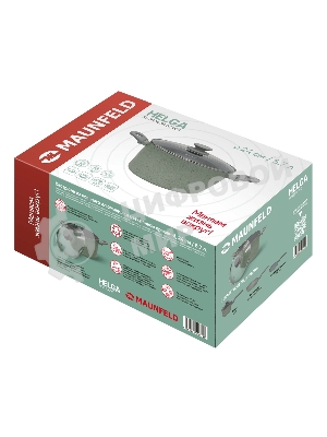 Кастрюля Maunfeld HELGA MCS57FA05FS из кованого алюминия со стеклянной крышкой, 24 см, 5,7 л.