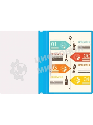 Папка-скоросшиватель Silwerhof Eco A4, прозрачный верхний лист, пластик, голубой