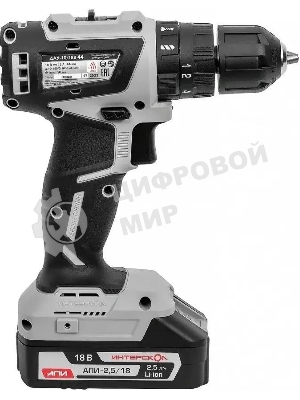 Дрель-шуруповерт ИНТЕРСКОЛ ДАУ-10/18В 44 МиниМАКС, 18 В, 2,5 Ач, 44 Нм, бесщеточный
