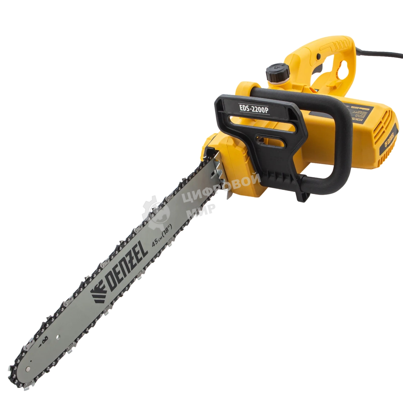 Пила цепная электрическая Denzel EDS-2200P 2,2кВт, поперечная, шина 45см, шаг 3/8, паз 1,3 мм, 63 зв