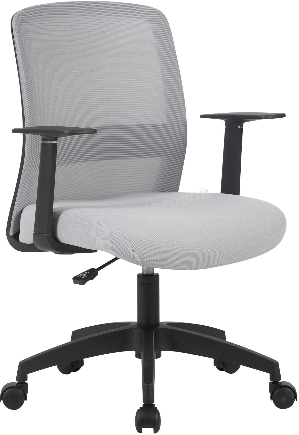 Кресло компьютерное Cactus CS-MC333-GY серый, сиденье серый, сетка/ткань, низк.спин. крестов. пластик, пластик черный